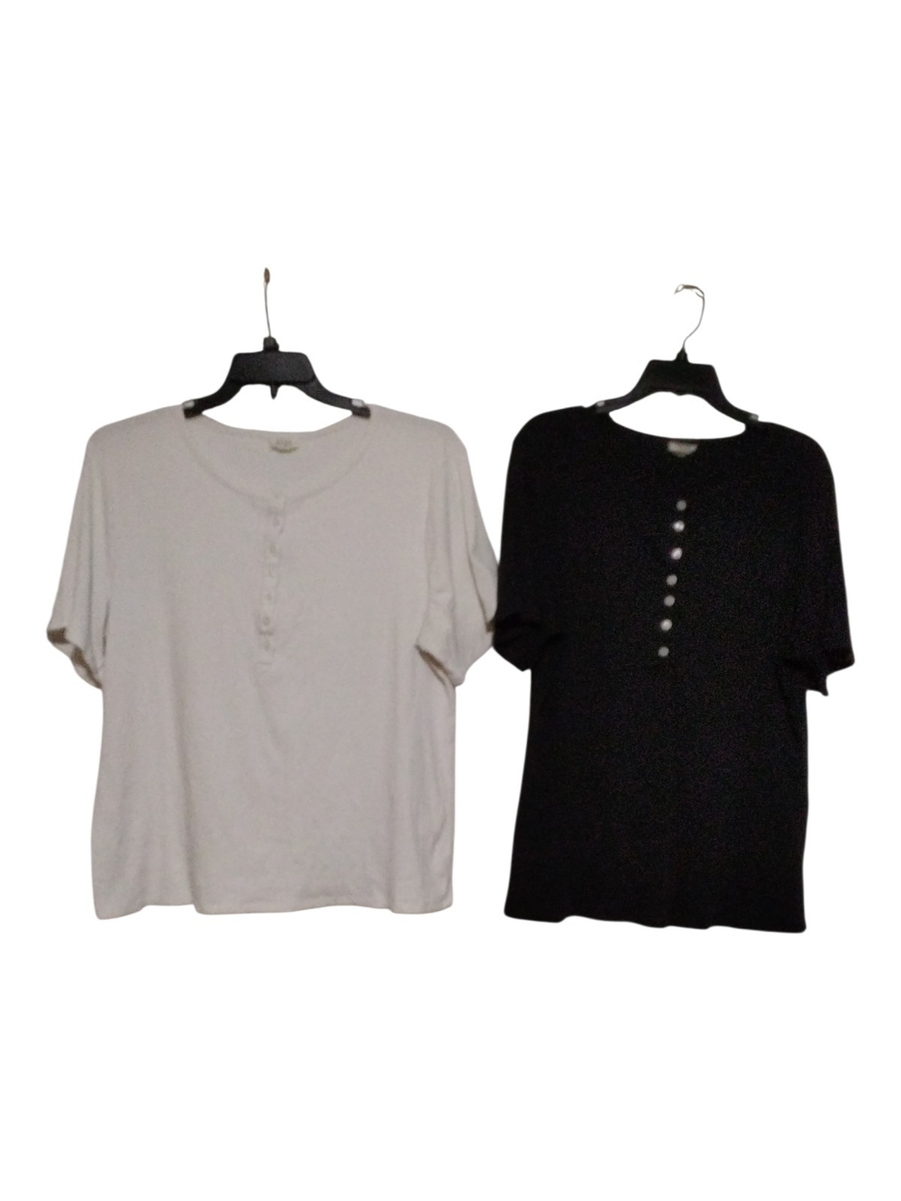 a.n.a Short Sleeve Henley Tee Pair in White and Black Size 2X